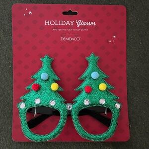 Demdaco Festive Green Tree Glasses with Colorful Accents